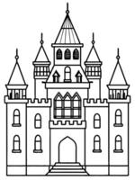 un francés castillo con torretas y intrincado detallando, ilustración línea Arte vector