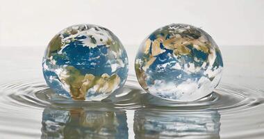 Planet Globus Erde im sauber Wasser. Welt Wasser Tag, Umgebung Konzept. video