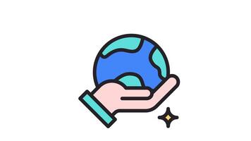 Save The World Animated Icon. Alpha Channel 4K Resolution video