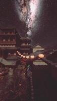 Starry Night Sky Over Traditional Japanese Temple video