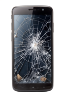 fissuré téléphone intelligent écran sur foncé Contexte png