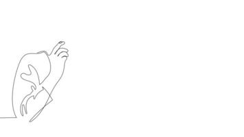 se stesso disegno linea animazione di medico consulenza femmina paziente. cura giovane femmina medico nel medico mascherina hold stetoscopio ascolta per anziano paziente cuore video