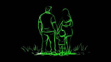 Neon frame effect, Family Represents family unity on black background video