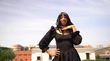 Young black woman dancing in the street video