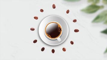 A cup of coffee beans surrounded by coffee beans video