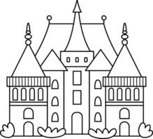 castillo línea icono. París visión negro y blanco ilustración. tradicional Francia punto de referencia. histórico francés plano estilo sitio de interesar aislado en blanco antecedentes vector