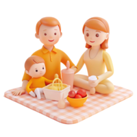 contento familia picnic con frazada, cesta, y comida png