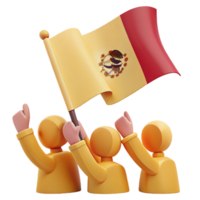 3d illustratie van mensen vieren met een vlag png