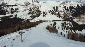 Maslenica, Croatia, 24-08-2024 Winter vibes, meeting point in ski resorts, ski holiday in the snow-capped mountains with friends, Chalet at Passo Brocon, Trentino. video