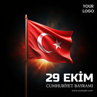 Turkish flag waving in celebration of Republic Day events psd