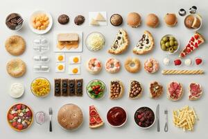 A Variety of Mini Meals on a White Surface photo