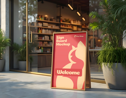 Standing Banner branding pet shop store mockup psd