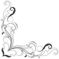 Thin line vintage corner. Medieval period of the Victorian dynasty. Fancy black monogram frame design element abstract icon collection Flower simple symbol png