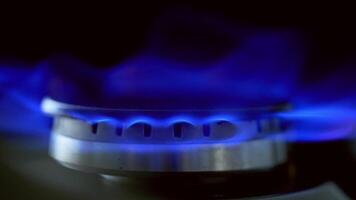 Flamme von Küche Gas Herd. Küche Herd Koch mit Blau Flammen Propan Gas Verbrennung video