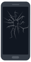 réaliste illustration de les smartphones avec fissuré écrans tactiles png
