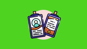 An employee ID card icon animation on a green screen background in 2D style, ideal for business, HR, or office-related projects with smooth motion and design. video