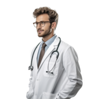 uma masculino médico dentro uma branco casaco e gravata png