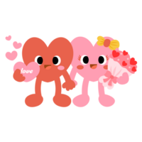 corações engraçado desenho animado aguarde flor e flores personagens. dia dos namorados dia, png