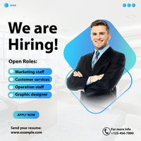 Gradient hiring poster and flyer template psd