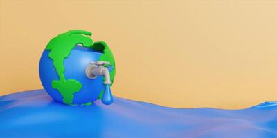 3D World environment and earth day concept with globe and eco friendly environment. 3d rendering illustration. photo