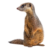 een meerkat staand Aan haar achter poten, geïsoleerd Aan een transparant achtergrond png