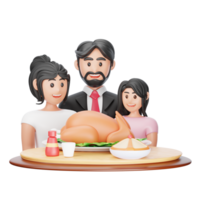 un familia de cuatro es sentado alrededor un mesa con un Turquía png