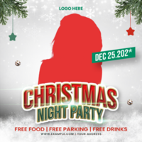 Christmas Xmas DJ Party Flyer for social media post Christmas party psd