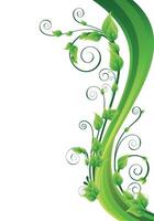 Vertical Botanical Swirls and Green Leaves Design vector