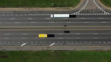 Top view of the ring road with cars in the city of Minsk.Belarus video