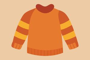 Hand Knitted Orange Sweater for Children vector