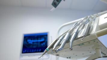 Modern dental office interior. Dentist office interior with modern special dentist equipment video