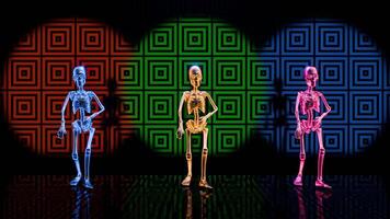 Energetic skeleton dance routine for immersive VJ loop experiences video