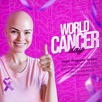World cancer day poster template design with Purple Ribbon for Cancer Awareness post Cancer day psd