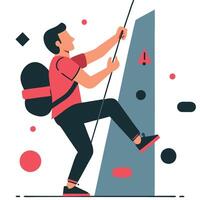 Concept Art Depicting an Individual Scaling a Climbing Wall in an Abstract Environment vector