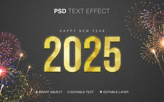 Editable Happy New Year Gold Text Effect psd