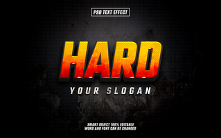 HARD text effect orange and yellow on grunge background. psd
