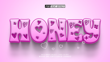 honey 3d text effect psd