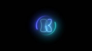 the letter k is glowing in neon light video