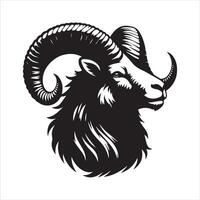 Bighorn Sheep Silhouette Illustration on White Background vector