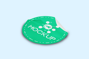 High Gloss Circle Sticker Mockup Template Promotional Label Tag Mockup psd