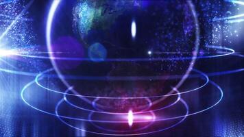 Planet Earth rotates in a virtual sphere, symbolizing global connectivity video
