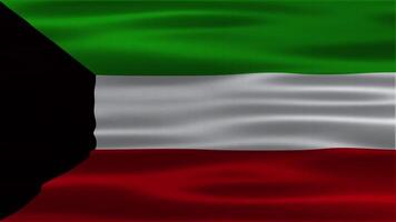 de kuwait flagga var blåser i de vind. animering av kuwait vinka flagga video