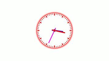 un' parete orologio con un' rosso e bianca viso video