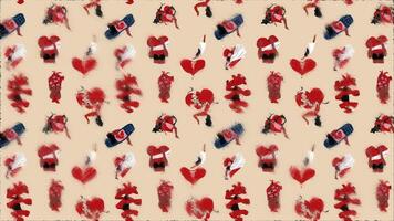 Girls with a broken heart. Anti Valentine's day concept. Loop Background. Sketch effect video
