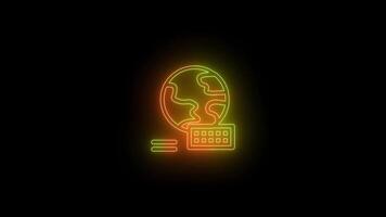 neon cartello computer globale. video