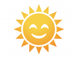 lutning orange Sol ikon med leende ansikte png