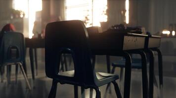 A row of chairs sitting next to a table video