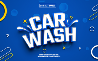 3D Car Wash text effect design. psd