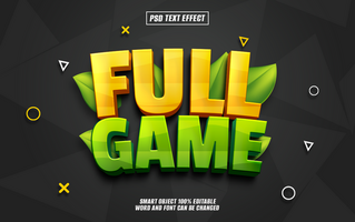 3D text effect Full Game on dark background. psd