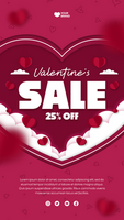 Valentines day online sales promotion banner for social media story psd